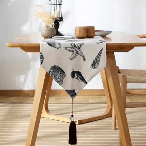 Mediterranean Style Linen Printed Table Runner for Home Party Wedding Table Decoration Modern Style Dining Sofa Tablecloth
