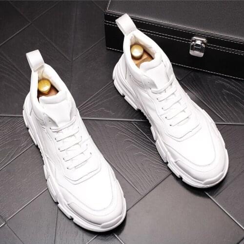 T-130 Men Leather Shoes Casual Luxury Military Boot Lovers Popular Motocycle High-Top Punk Leisure Sneakers