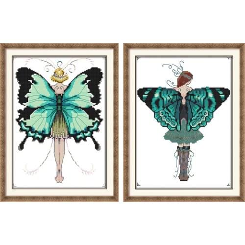 Joy Sunday The Butterfly Fairy Series Counted 11CT Printed Fabric 14CT Canvas DMC DIY Handwrok Cross-stitch set Embroidery