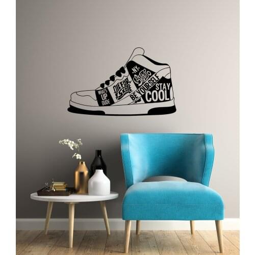 Vinyl Wall Sticker Sneakers Wall Sticker Boy Teen Room Decoration Sticker Mural Shoe Store Wall Fashion Decoration Sticker KT37