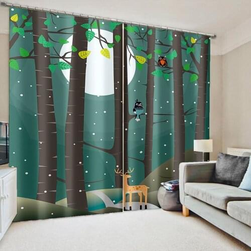 High quality custom 3d curtain fabric pink forest curtains 3D Window Curtain For Living Room office Bedroom