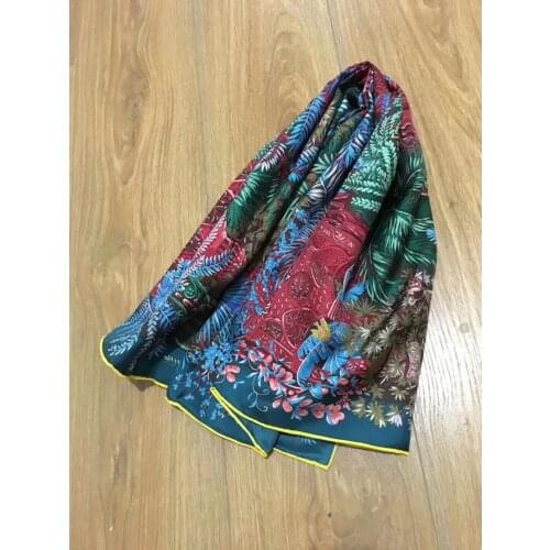 2019 new arrival fashion elegant brand floral 100% silk scarf 90*90 cm square shawl twill wrap for women free shipping
