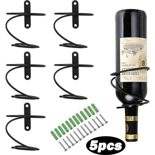 5Pcs/Set Creative Wall-mounted Spiral Wine Rack Bar Dining Room Hanging Winebottle Storage Shelf