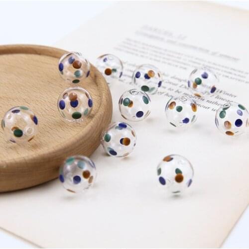 6pcs Korean Style paint Transparent Little Round Glass Bubble Earrings For Women Hair Ornaments Beaded Diy Jewelry Accessories