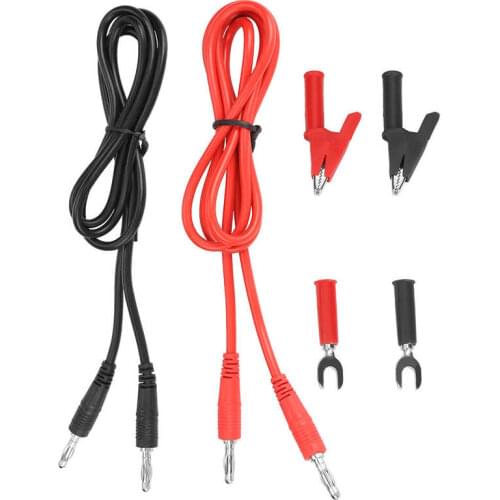 6 in1 Alligator Clips 6mm Banana Plug to Banana Plug Test Cable Set Multimeter Testing Cables Wire&Conductive Metal P1041B pince
