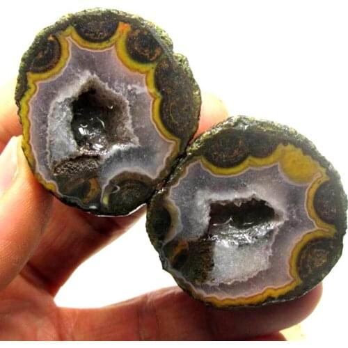 87g Pair of Unpolished Achat Agate Thunderegg Half Geode - crystals and stones healing Mineral specimen Home Decor x0074