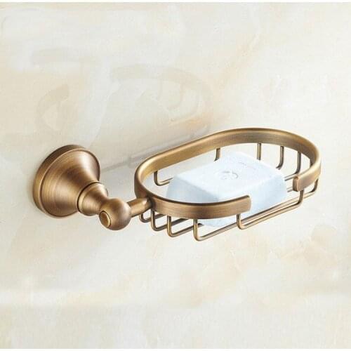 Bathroom Accessory Vintage Retro Antique Brass Soap Basket Wall Mounted Bathroom Soap Dish Holder mba080