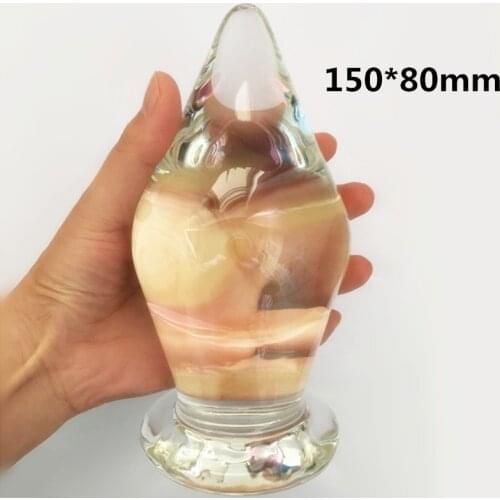 80mm Large Size Pyrex Glass Anal Butt Plug Huge Crystal Dildo Big Bead Penis Adult Female Masturbation Sex Toy for Women Men Gay