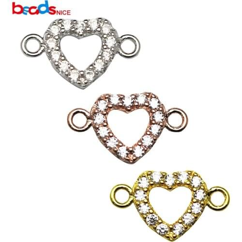 Beadsnice 925 sterling silver heart shape connector jewelry handmake item bracelet making for her ID21429