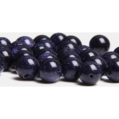 Natural smooth Blue sandstone stone beads loose blue sand stone round 4-12mm bead for women men jewelry making diy bracelet bead