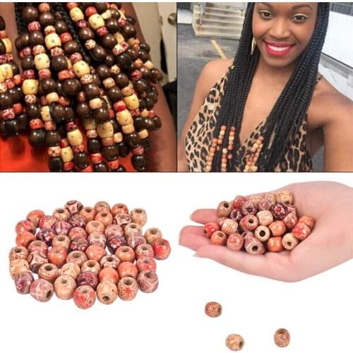 Wood Beads Mix Shape Drum Pattern Big Hole Loose Spacer Beads Fit Charm Bracelet DIY For Dreadlocks Jewelry Making For Jewelry