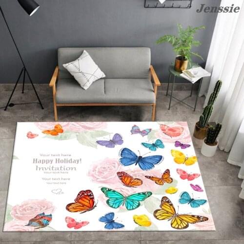 Dream Purple Butterfly Carpets for Living room Bedroom Area Rugs Child Room Play Rug Colorful Butterfly 3D Print Kids Game Mats