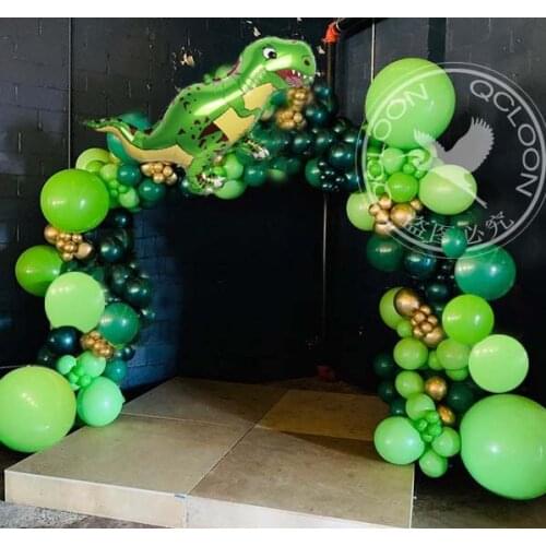 Jungle Party Dinosaur Theme Light Dark Green Balloon Garland Arch Kit Baby Baptism Birthday Boy Party Decorative Supplie