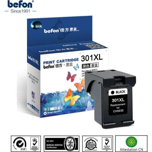 Befon Black 301XL Re-manufactured Cartridge Replacement for HP 301 Ink Cartridge for DeskJet 1050 2050 3050 2150 3150 1010 1510