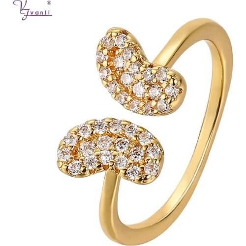 Kfvanfi Wings Adjustable Ring Jewellery Women Accessories Stone Gold Rings For Girls