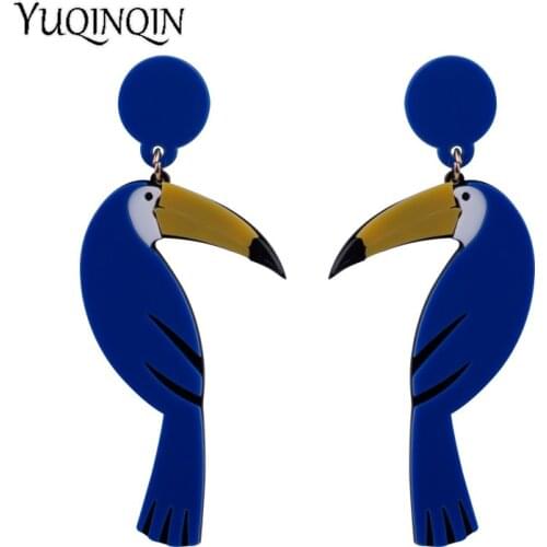 Classic Dangling Fashion Acrylic Bird Earrings for Women Long Big Colorful Resin Drop Earring Animal Gifts for Girls Jewelry