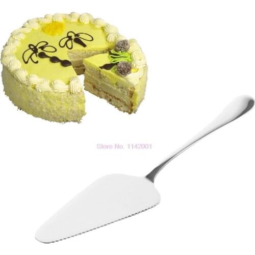 100Pcs/Lot Stainless Steel Toothed Cheese Cake Cutter Pizza Handle Spatula Slotted Pie Cutting Shovel For Cake Accessories