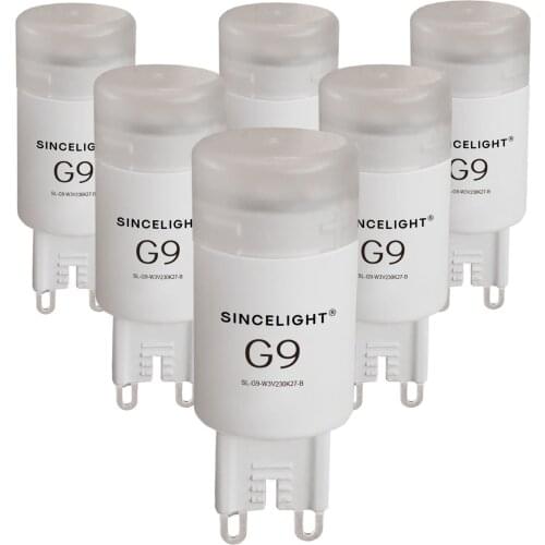 SINCELIGHT G9 Base LED Light Bulb with 3W,230V,2700K,Led Spotlight,downlights for Home Lighting,Quick Delivery,Pack of 6