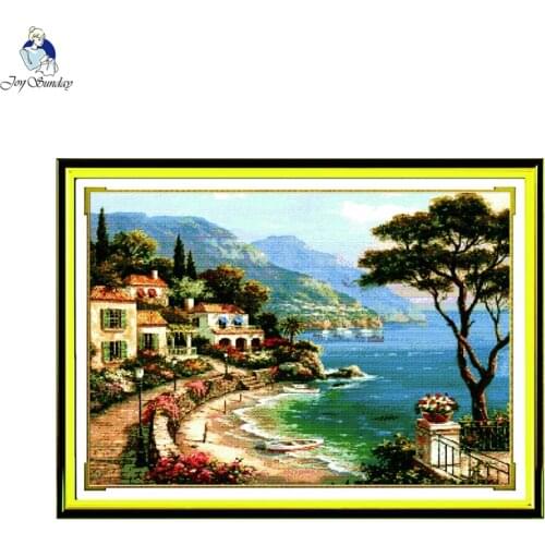 Joy Sunday Embroidery Floss Wall Decoration Needlepiont Cross Stitching Needlework Set Printed Cross Stitch Harbor Of Love