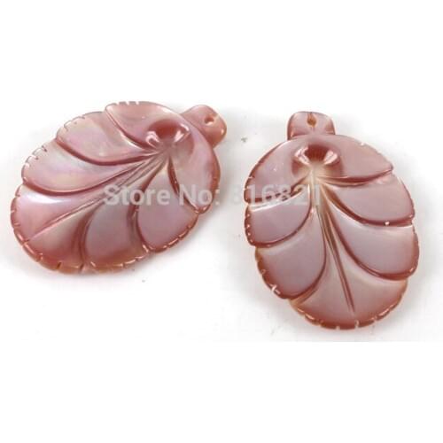 20x30mm New Zealand MOP Pink Shell Leaf Pendant Drilled Beads Dangle Haning on Earrings Making