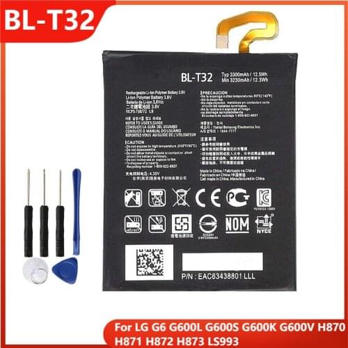 Original Phone Battery BL-T32 For LG G6 G600L G600S G600K G600V H870 H871 H872 H873 LS993 BL-T32 Replacement Batteries 3300mAh