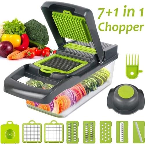 Vegetable Cutter Fruit Slicer Grater Shredders Drain Basket Slicers 8 In 1 Gadgets Kitchen Accessories