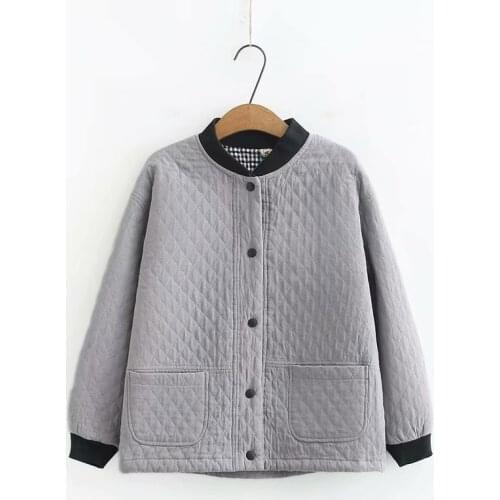 Middle-aged Womens Coat Spring Autumn Jacket Stand Collar Single-breasted Plus Size Woman Coats Overcoat Baseball Uniform K400