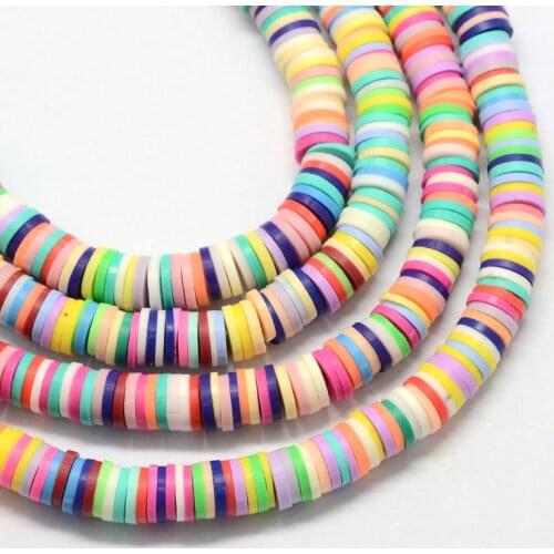 380~400pcs/strand 6mm Flat Round Handmade Polymer Clay Bead Loose Disc Beads Spacers for DIY Jewelry Making Findings