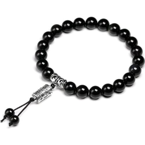 Natural Color Obsidian Stone Handmade Bead Bracelet Buddha Tibetan Charm Lucky Charm Bracelets & Bangles For Women Men Jewelry