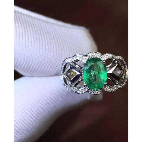 Luxury Emerald Ring for Party 5mm*7mm 100% Natural Emerald Silver Ring 925 Silver Emerald Jewelry Gift for Girlfriend