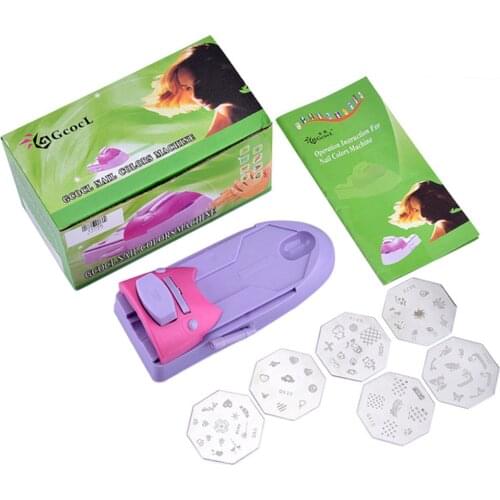 Manual Nail Art Printing Machine with 6pcs Metal Stamping Plates Manicure Nail Color Draw Polish Nail Printer Set Tool