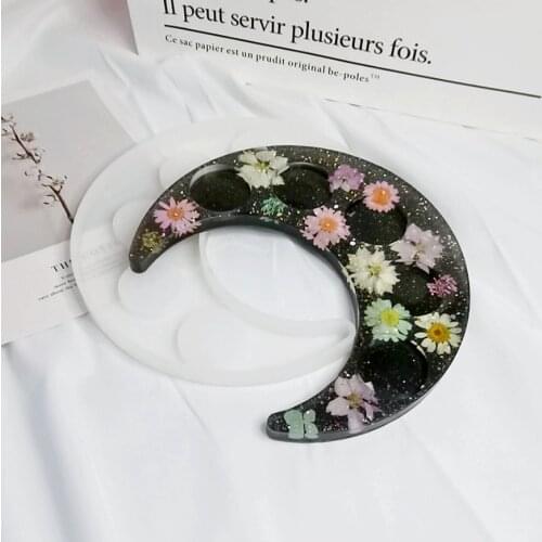 DIY Crystal Epoxy Resin Mold Wine Glass Holder Moon Handle Tray Silicone Mold For Resin