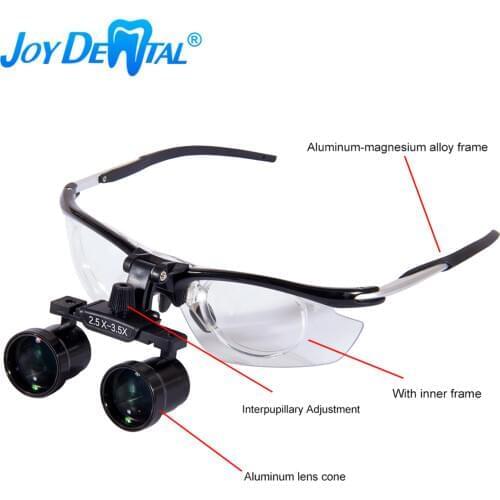 Dental Medical Binocular Loupes Variable Magnification 2.5X-3.5X Long Working Distance 300-550mm 250-300mm Aluminum Frame