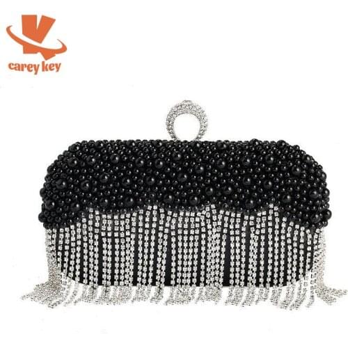 CAREY KAY Women Evening Clutch Bags Female Rhinestone Wedding Party Purse Luxury Designer Femme Small Silver Tassel Handbags