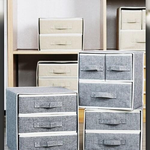 Organizador Clothes Storage Box Foldable Organizer Folding Wardrobe Fabric Drawers Sorting Cotton Linen hold Underwear Socks