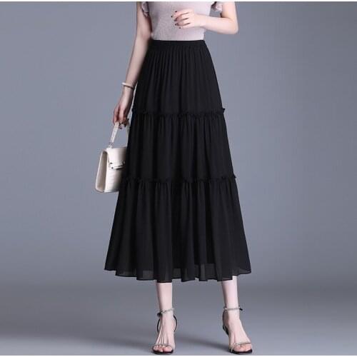 Women Pleated Tutu Tennis Beach Kawaii Skirt Jupe Punk Short Black Chiffon A Line Cake Skirts High Waist Goth Sexy Mini Summer