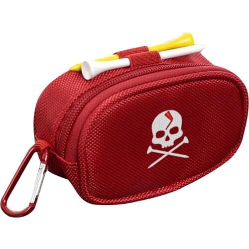 1 Pcs Mini Golf Ball Bag with 2 Tees Holder Storage 3 Balls Portable Skull Golf Waist Pack Zipper Closure Carabiner