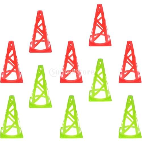 10 Pieces 9' PE Sport Training Traffic Cone Traffic Safety Cones for Soccer Football Basketball Red Green