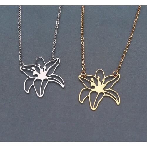 10pcs Lily Flower Statement Necklace For Women Boho Jewelry Mothers Day Gift Gold Filled Collares Wholesale Bijoux