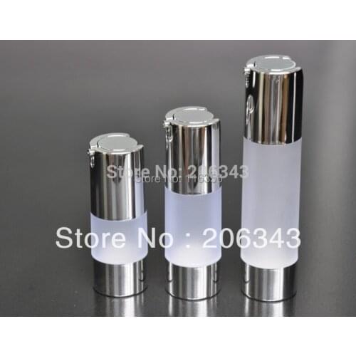 50ml frosted airless bottle with UV silver vacuum pump or lotion bottle with silver line used for Cosmetic Container