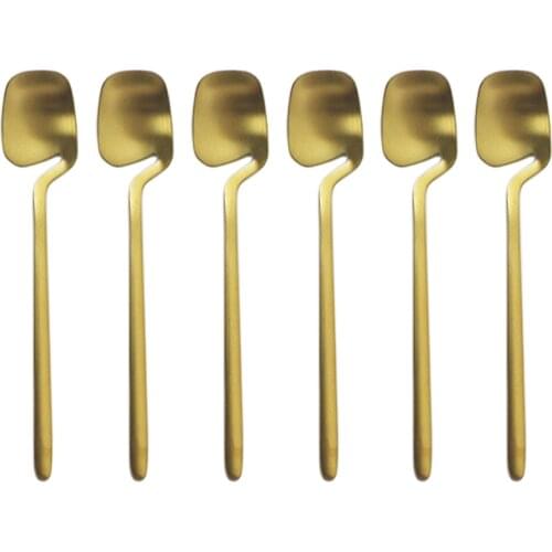 6Pcs Luxury Colorful Tea Spoon Set 18/10 Stainless Steel Dessert Spoons Set Long Handle Small Spoon Scoop Spoon Party Tablespoon