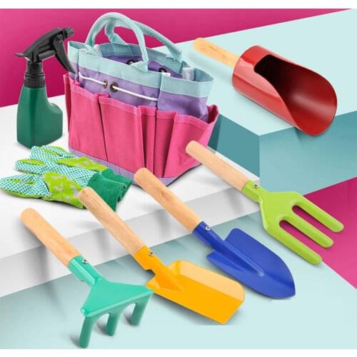 8PCS Kids Gardening Tool Sets Children Garden Hand Shovel Kit Hand Shovel Trowel Bag Garden Toys Digging Sand Playing Tools