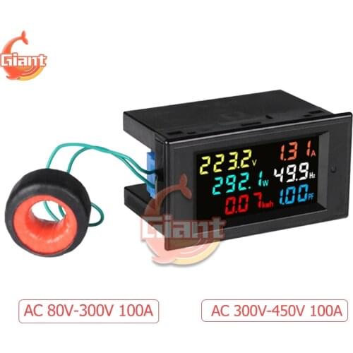 AC40-300V/200-450V LCD Digital Display AC Voltage Current Power Frequency Meter Power Factor Detector AC 220V Voltmeter Ammeter