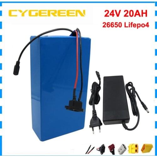 500W 24V 20AH Lifepo4 Ebike battery 24 V 8S Electric Scooter Bicycle battery pack 26650 CELL with 30A BMS 29.2V 2A Charger