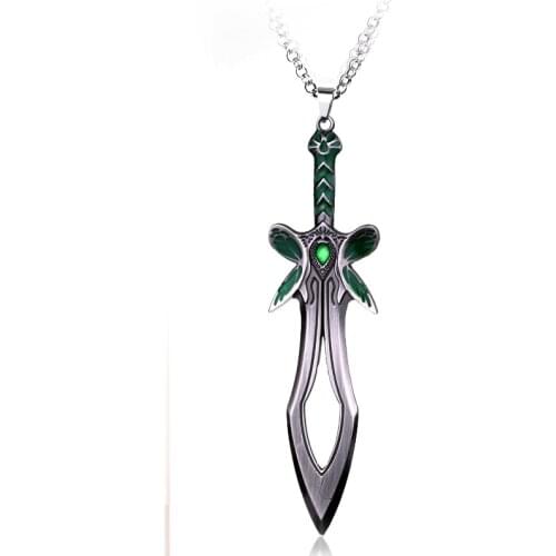 Butterfly Sword Pendant Necklace DOTA 2 Game Butterfly Sword Weapon Necklace Cosplay Accesssory Souvenirs llavero Men Fans Gift