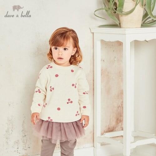 DBZ15285 dave bella autumn cute baby girls fruit print knitted sweater kids fashion toddler boutique tops