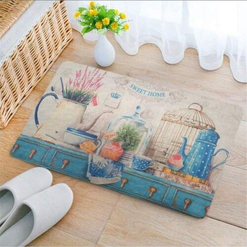 Kitchen Themed Decorative Multi-Purpose Mat cheap slip-resistant Modern area rug for living room balcony bathroom printed carpet doormat corridor 45*75 cm 15 different color options