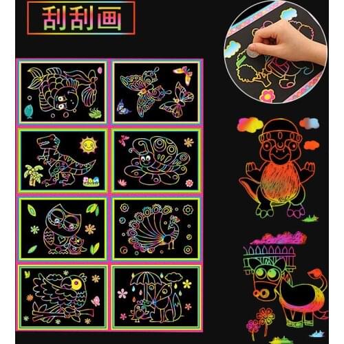 Childrens colorful scratch painting graffiti colorful paper DIY handmade scrapbook creative painting toy birthday gift