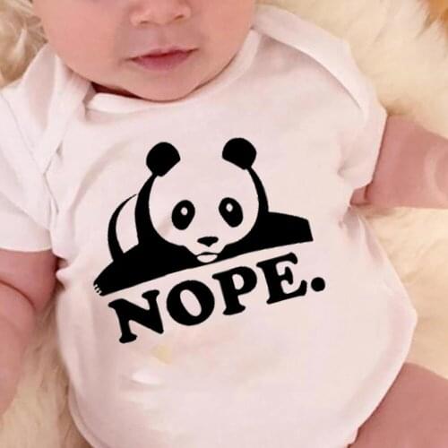 Nope Print Baby Bodysuits Newborn Baby Cotton Breathable Clothes Panda Jumpsuit Boys Girls General Fashion Summer Short Sleeve