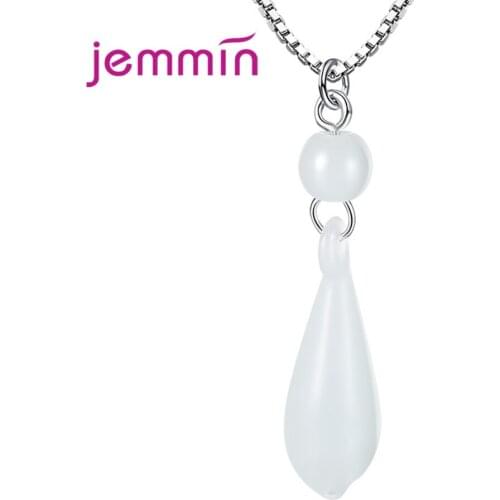 High End Italian Craft Glass Pendant Necklaces 925 Sterling Silver Opal Crystal Magnolia Flower Charms Box Chain Womens Fashion